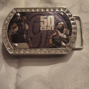 Silver and Black 50 Cent Belt Buckle
